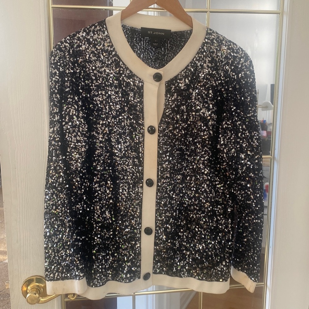 ST.JOHN silk sequins cardigan size S.